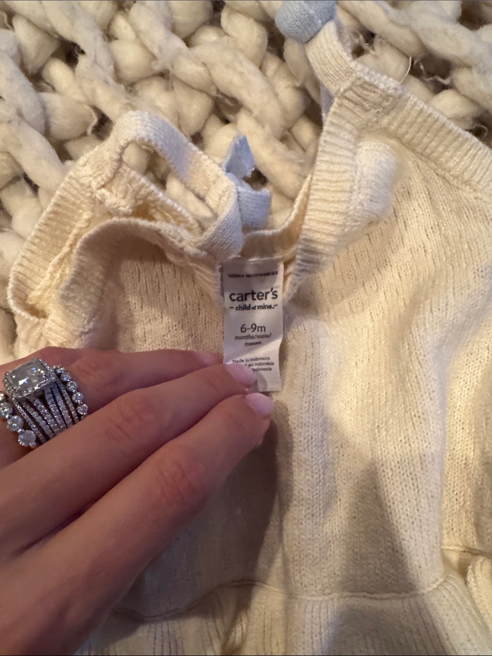 Carter's Cream Knit Ruffle One-Piece - Picture 3 of 6